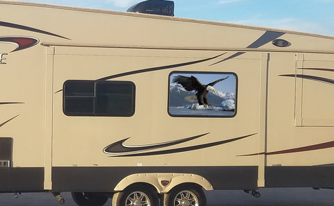 Eagle Mountains Universal RV Camper or 5th Wheel Window 50/50 Perforated Vinyl Decal