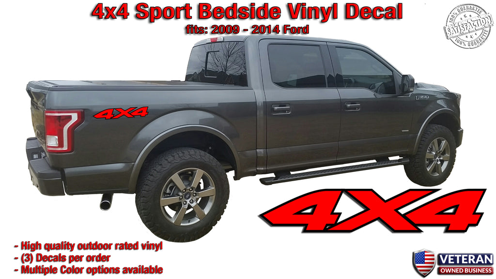 Silver 4x4 Ford Truck Vinyl Decal For 2009-2014 Models - Glossy Metallic Emblem Sticker