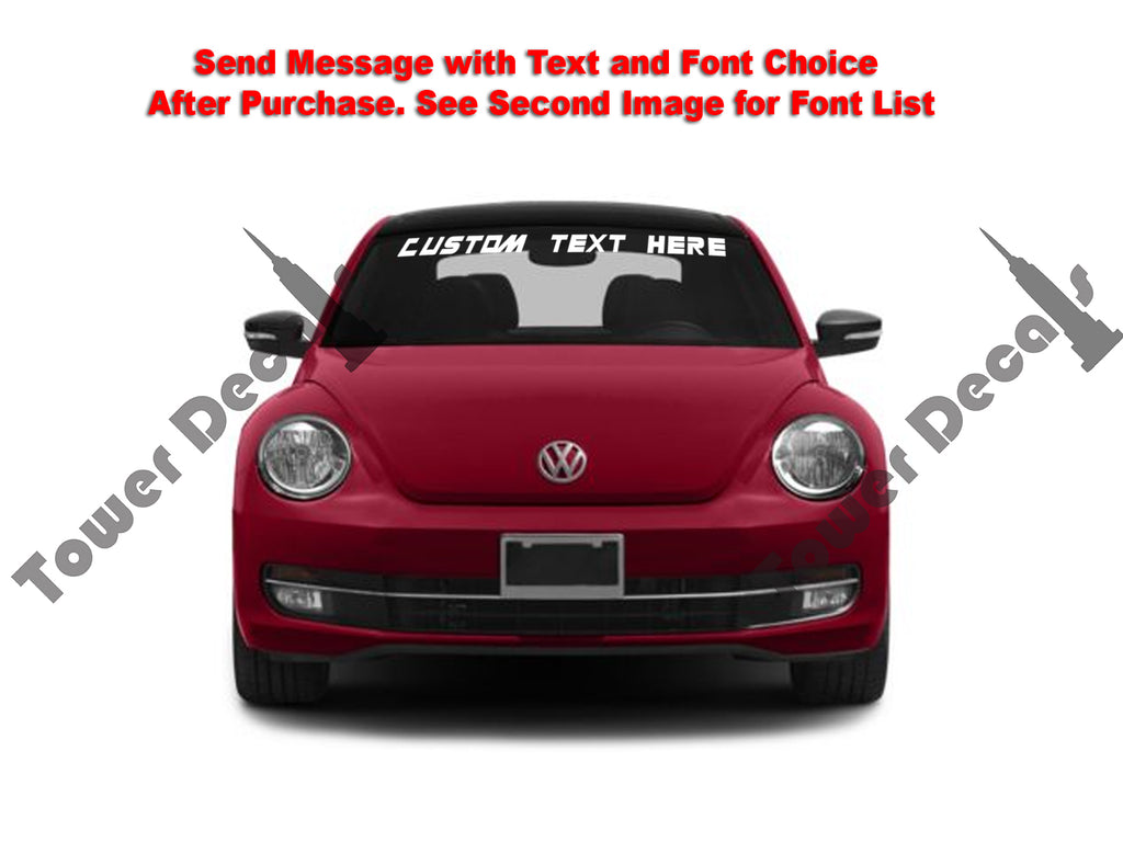 Custom Text Windshield Banner Decal - For Volkswagen Beetle ROE Graphics and Apparel