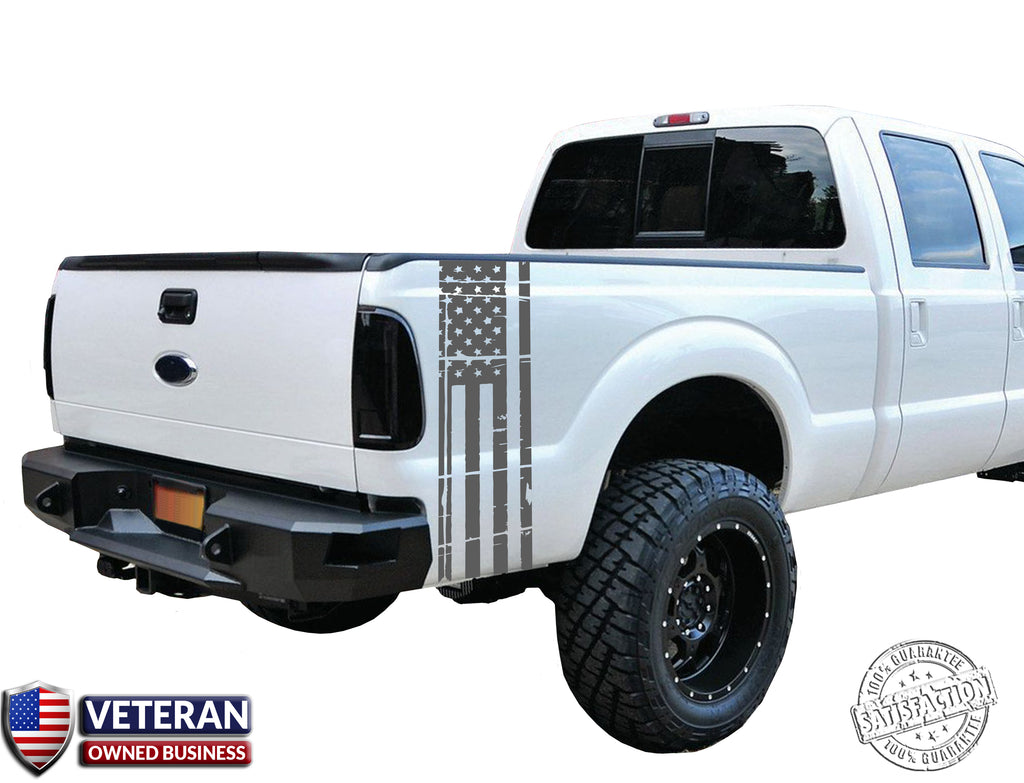American Flag With Ford Emblem Vinyl Decal - Grunge Style Sticker For Car, Truck & Windows
