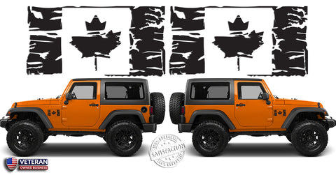 (2) 6 or 12" Flag of Canada Grunge Maple Leaf Distressed Vinyl Decals fits: Jeep Wrangler 0110