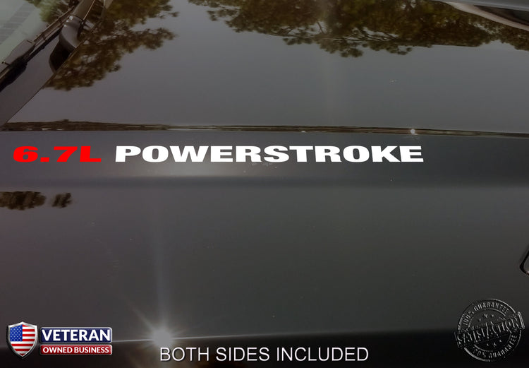 6.7L POWERSTROKE Hood Vinyl Decals (16.5 x .625) Fits: Ford Super Duty Diesel