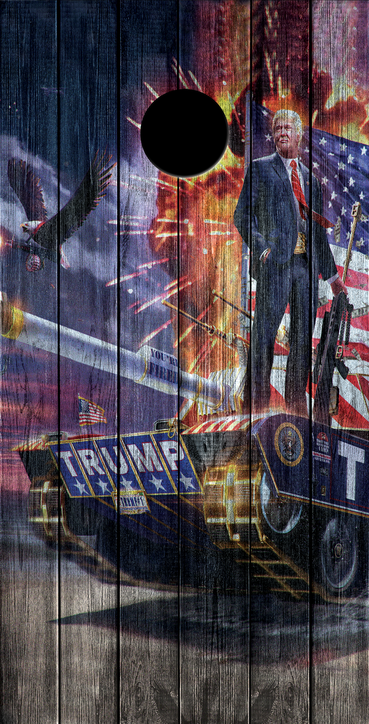 2 x Cornhole Board Bag Toss Vinyl Wrap Set-Trump Tank Universal Fit Oracal 3M