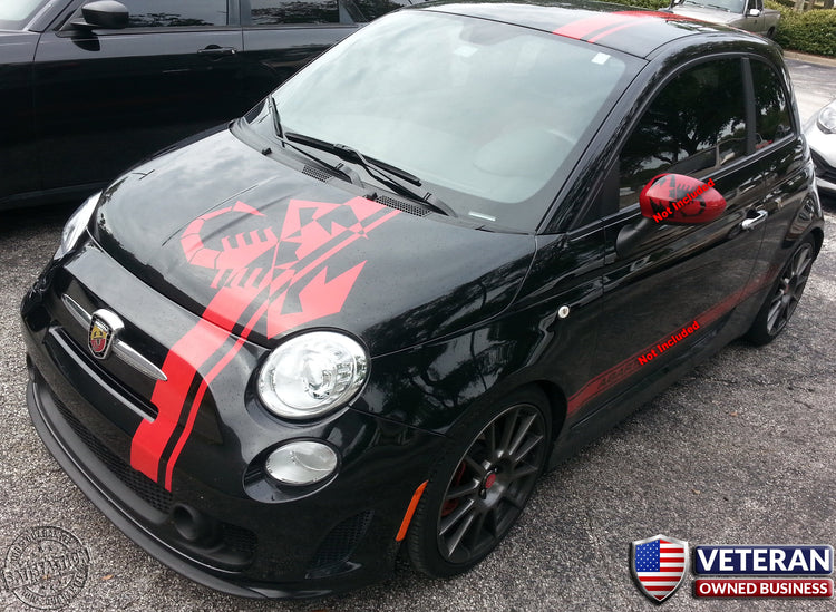 FIAT 500 Abarth Scorpion Racing Stripes Full Precut Kit Vinyl Decals