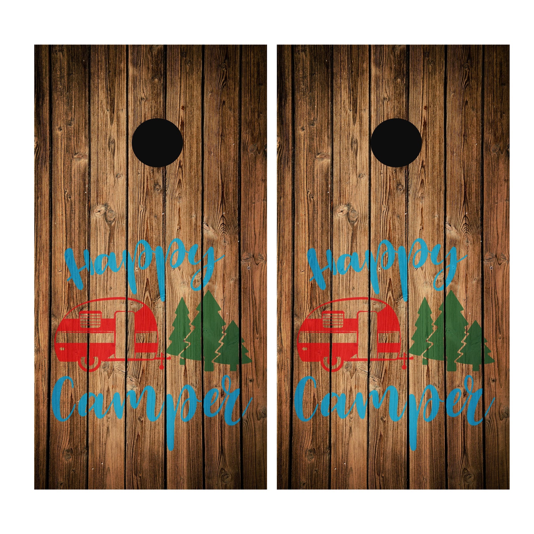 Happy Camper Cornhole Board Wrap Vinyl