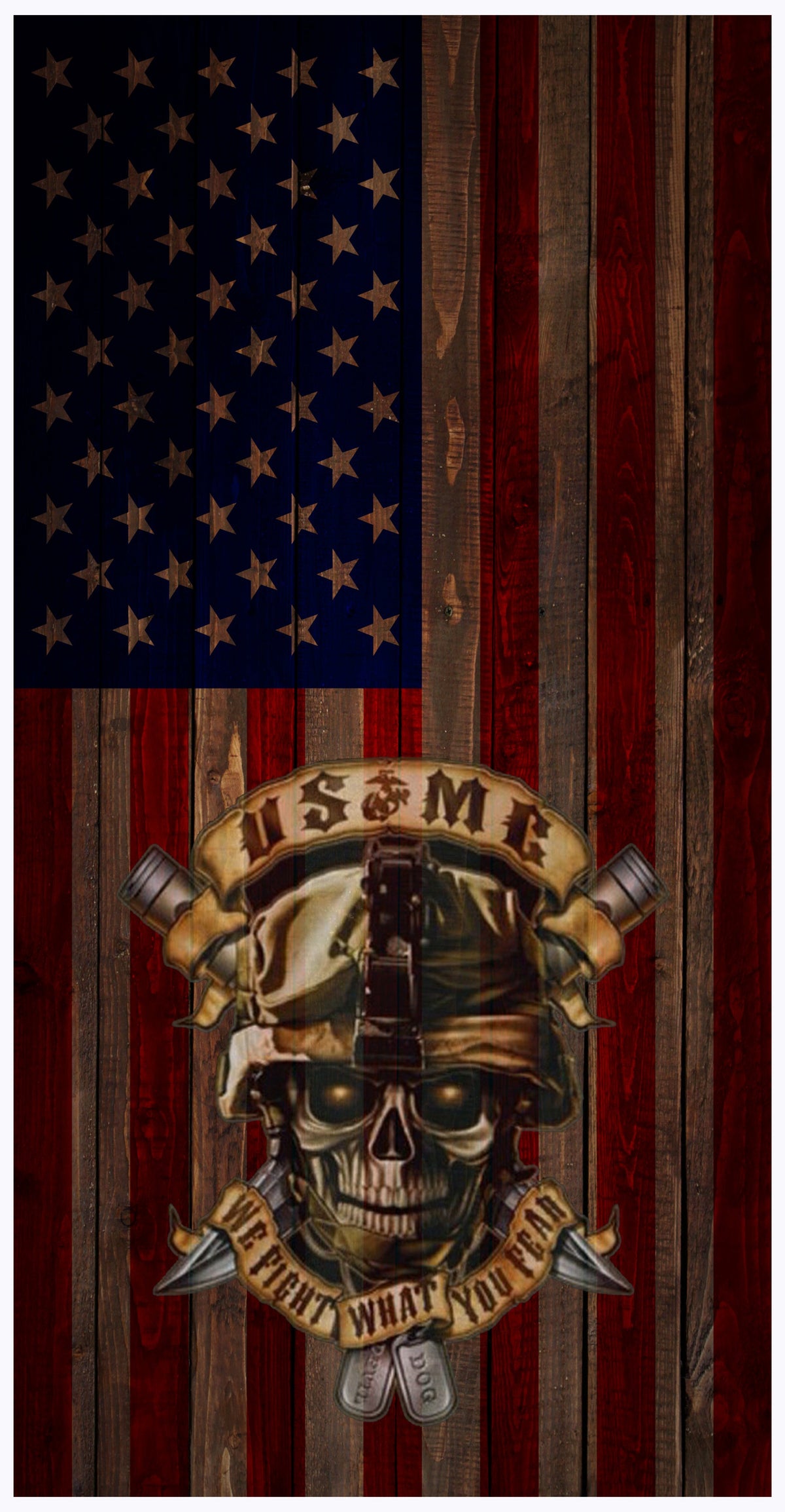 2 x Cornhole Board Bag Toss Vinyl Wrap Set, Marine Skull Fire Universal Fit Oracal 3M