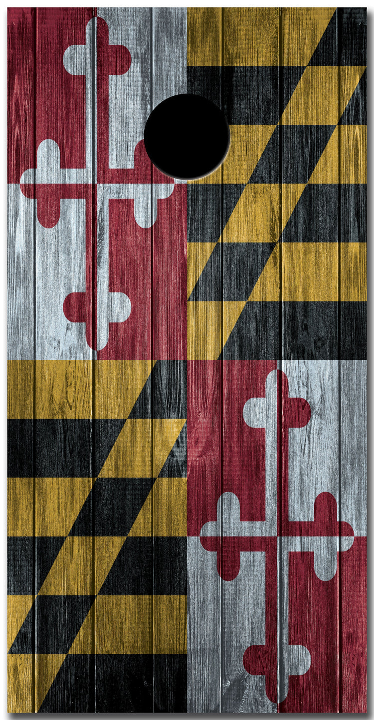 2x Maryland Flag Distressed Wood Cornhole Board Bag Toss Vinyl Wrap Set- Universal Fit Oracal 3M