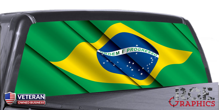 Brazilian Flag Waving Universal Truck Rear Window 5050 Perforated Vinyl