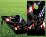 2 x Cornhole Board Bag Toss Vinyl Wrap Set-Bigfoot American Flag Universal Fit Oracal 3M