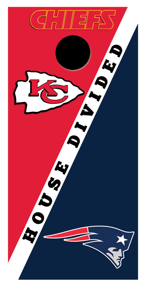 2 x House Divided Chiefs Patriates Football Cornhole Board Bag Toss Vinyl Wrap Set- Universal Fit Oracal 3M (Copy)