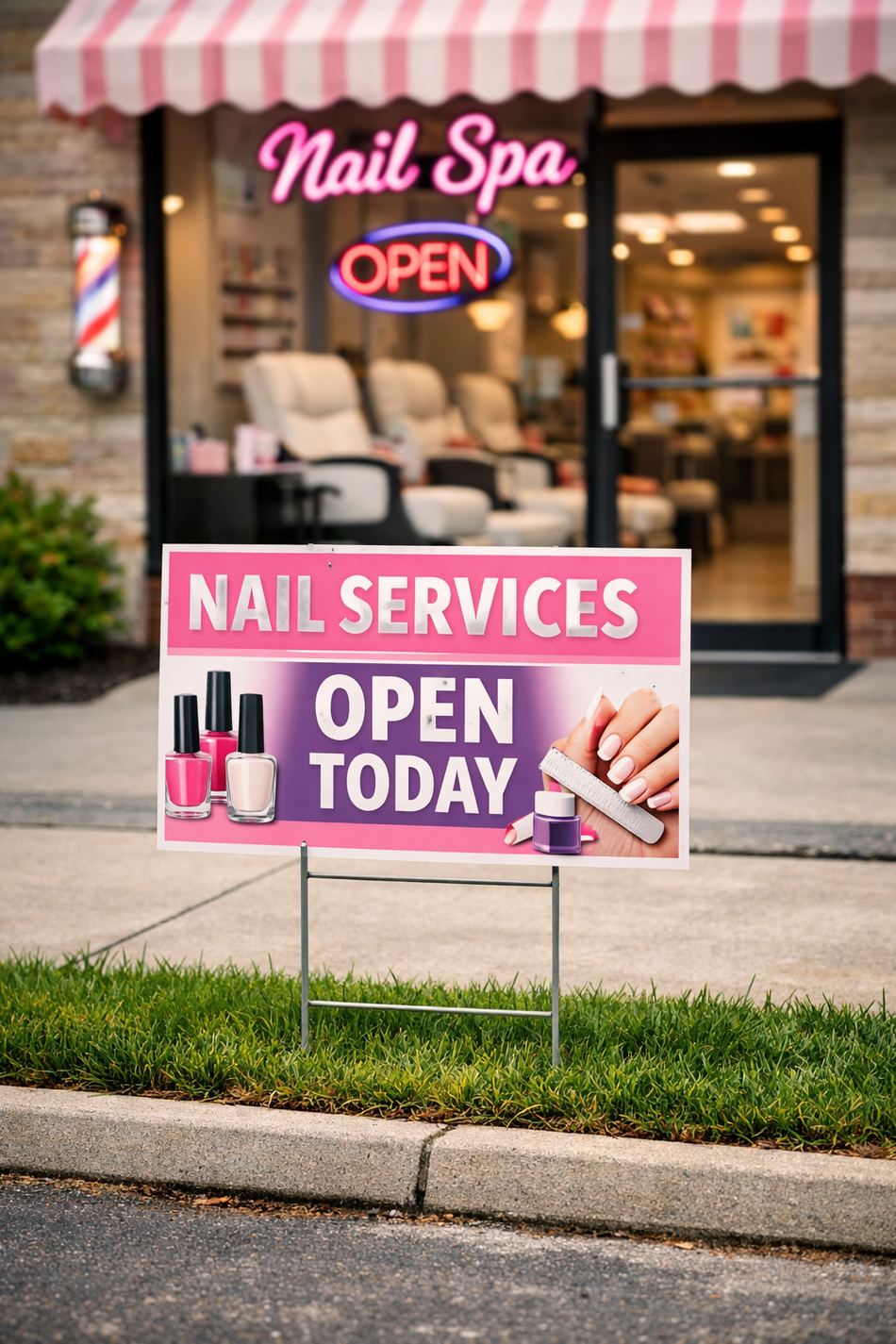 Nail Spa Yard SIgn Example