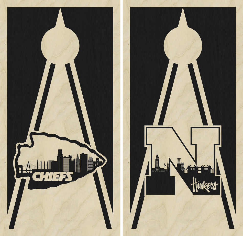 2 x Nebraska Huskers Skyline Football Cornhole Board Bag Toss Vinyl Wrap Set- Universal Fit Oracal 3M