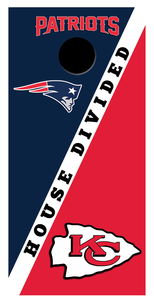 2 x House Divided Chiefs Patriates Football Cornhole Board Bag Toss Vinyl Wrap Set- Universal Fit Oracal 3M (Copy)