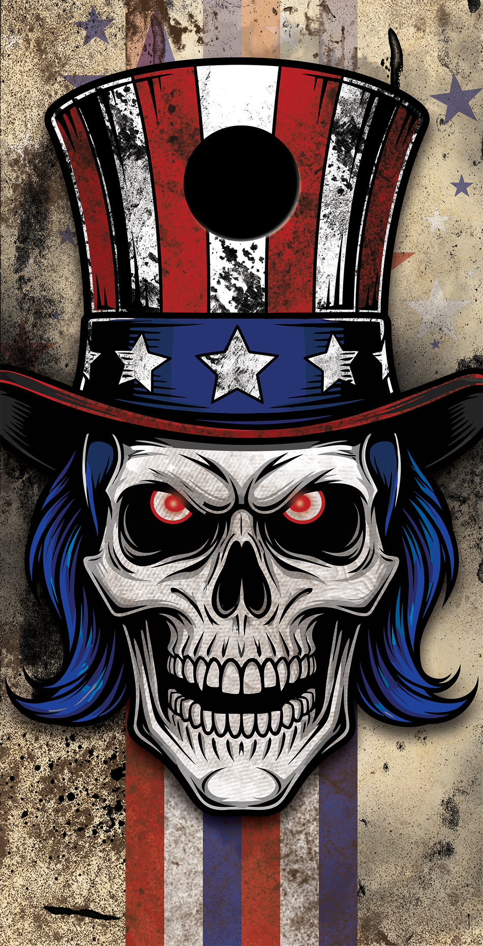Uncle Sam Skull Flag Cornhole Vinyl Wraps Set