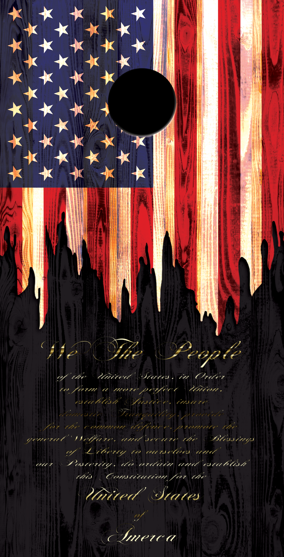We The people Wood Flag Cornhole Board Wrap Vinyl
