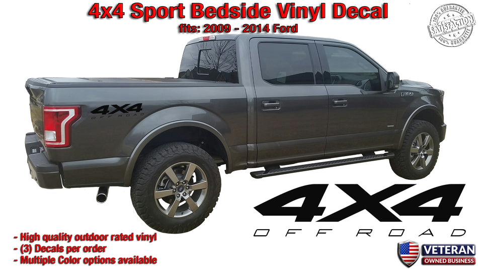 4x4 Sport Bedside 1 Color Vinyl Decals Stickers fits: Ford F150 Sport Edition