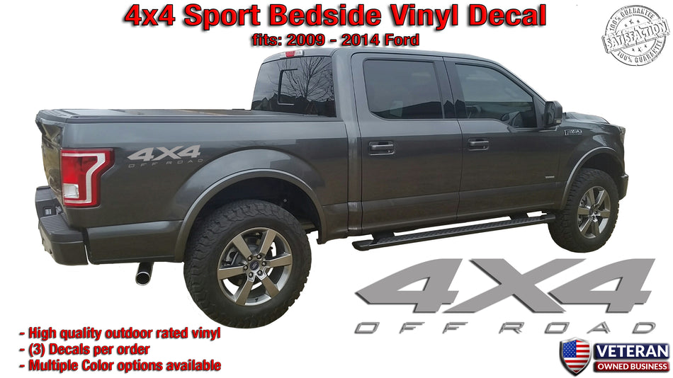 4x4 Sport Bedside 1 Color Vinyl Decals Stickers fits: Ford F150 Sport Edition