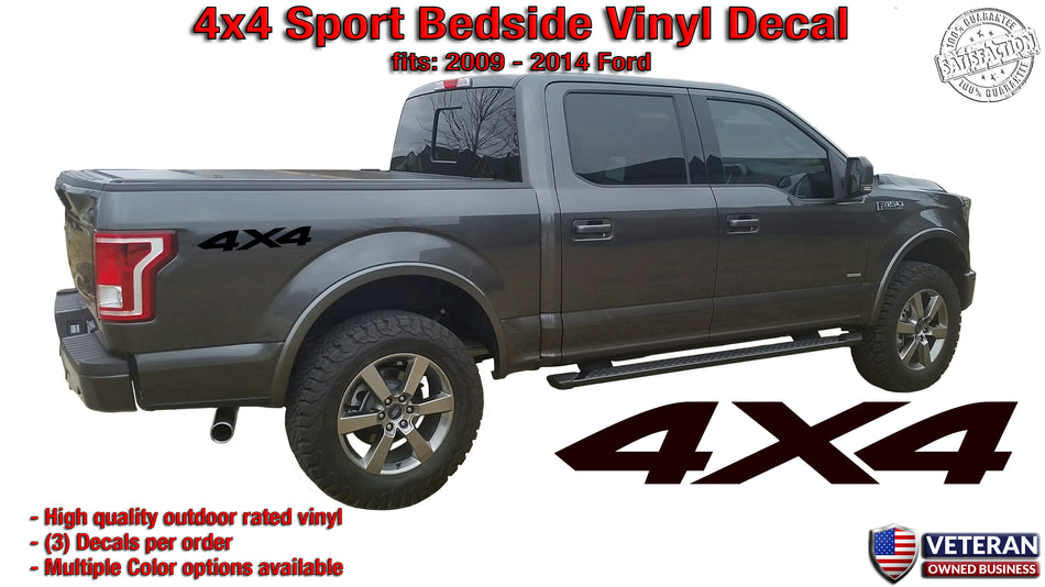 4x4 Sport Bedside 1 Color Vinyl Decals Stickers fits: Ford F150 Sport Edition