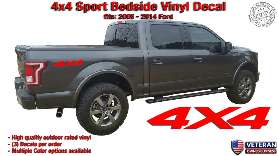 4x4 Sport Bedside 1 Color Vinyl Decals Stickers fits: Ford F150 Sport Edition