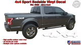 4x4 Sport Bedside 1 Color Vinyl Decals Stickers fits: Ford F150 Sport Edition