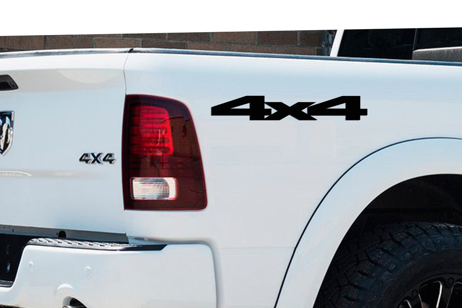 White 4X4 Bedside Vinyl Decals  Dodge Ram 1500 2500 3500 