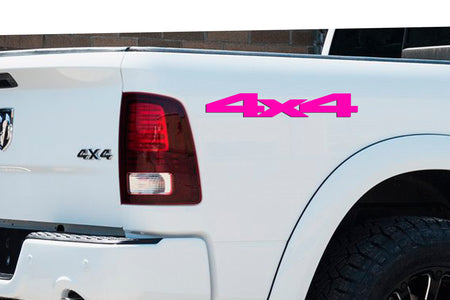 Pink 4X4 Bedside Vinyl Decals  Dodge Ram 1500 2500 3500 