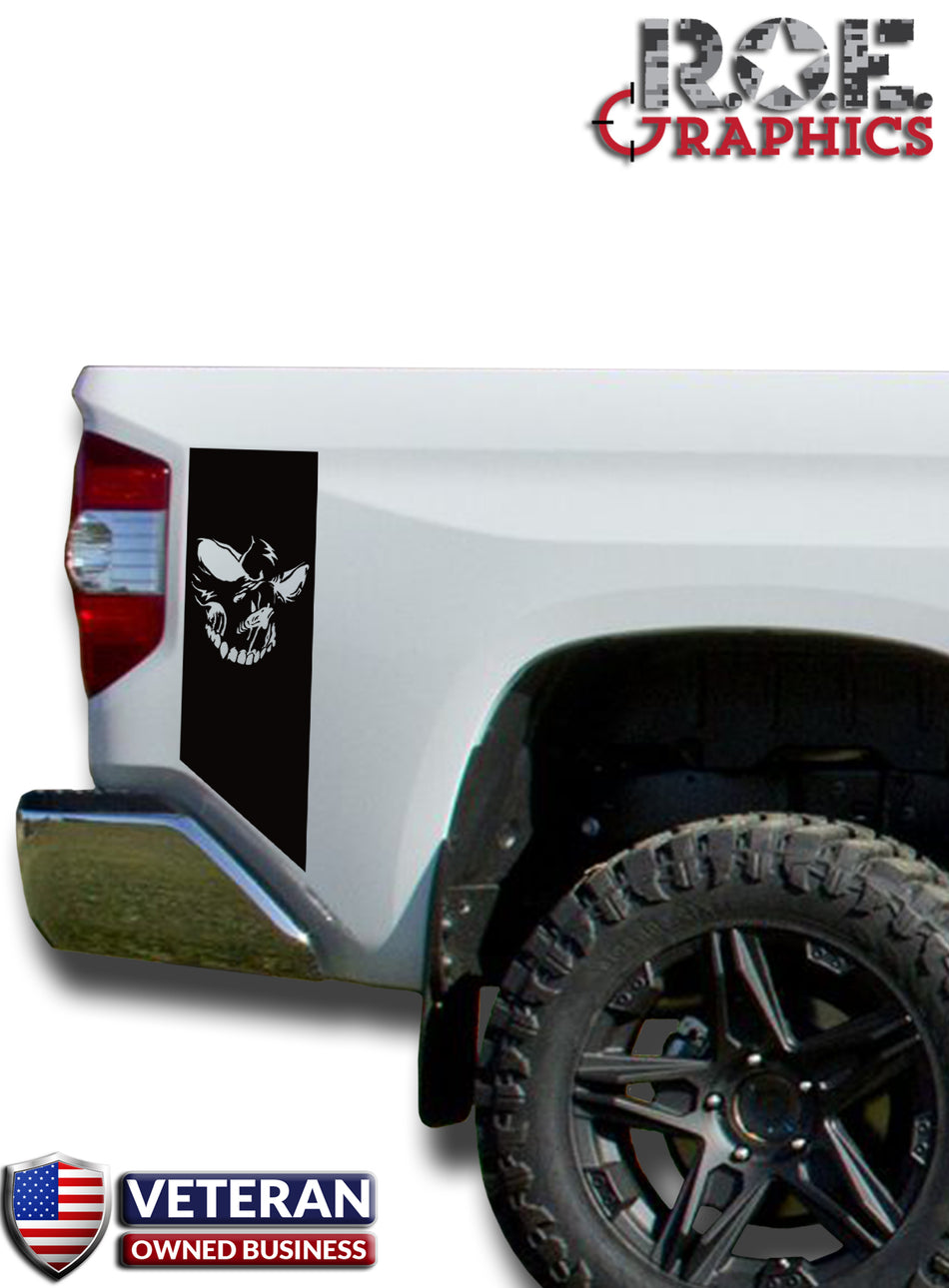 Skull Evil Face Bedside Decals stripe Vinyl Sticker fits 2014-2018 Toyota Tundra