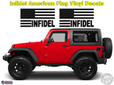 6" or 12" Infidel American Flag Freedom Patriotic Vinyl Decal Sticker fits Jeep Wrangler