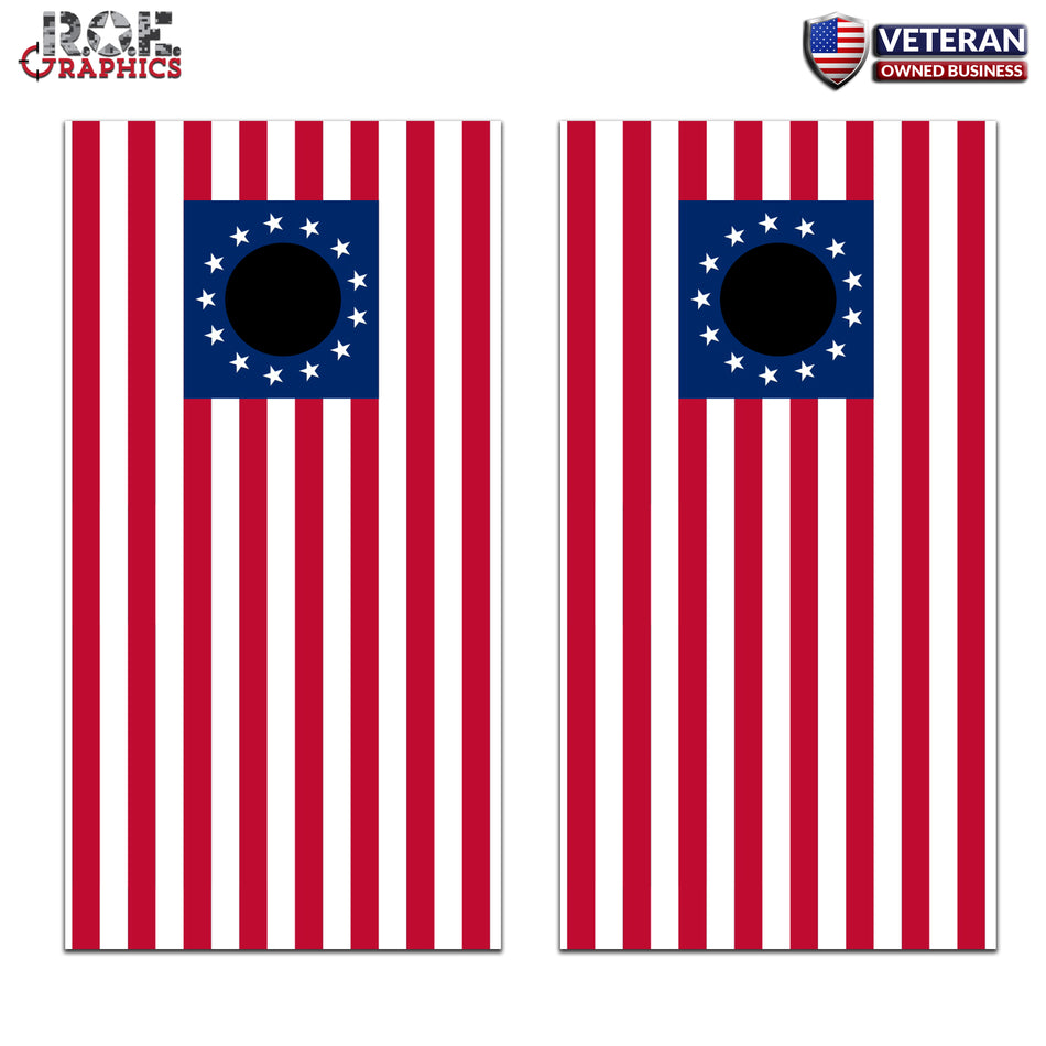 2x 13 Stars USA Flag Cornhole Board Bag Toss Wrap Set-Universal Fit patriotic