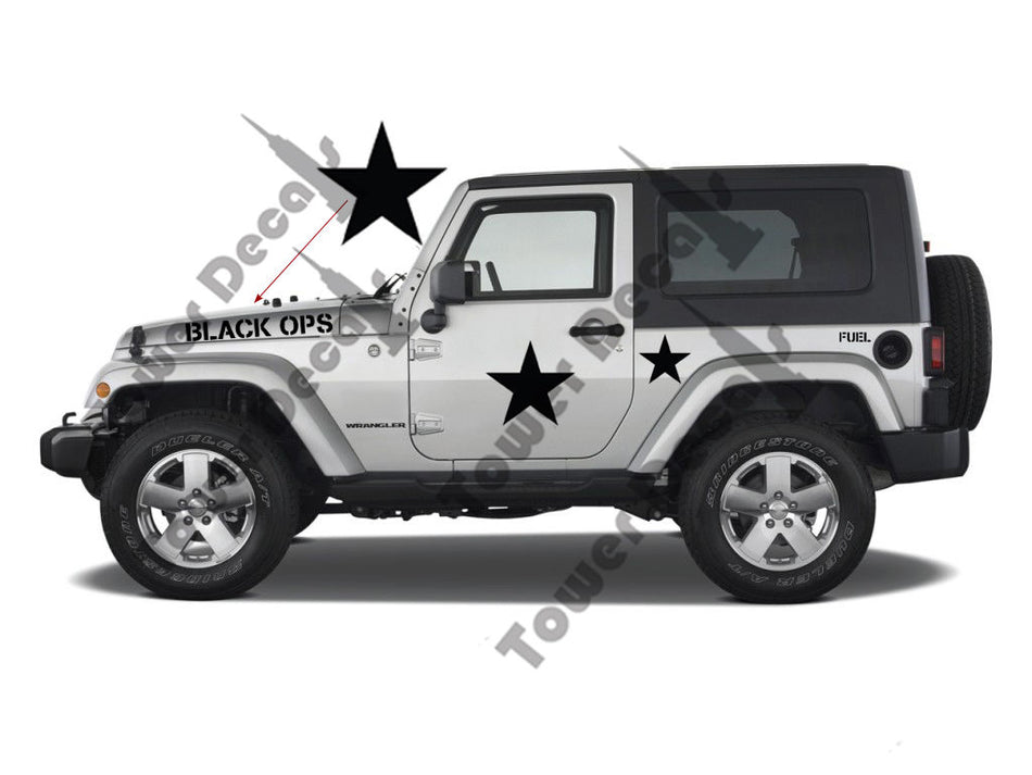 Black OPS Military Decal Kit fits Jeep Wrangler, Rubicon, Cherokee, CJ, XJ