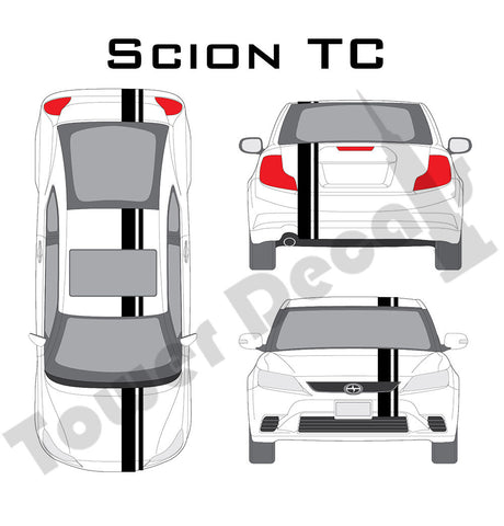 3-5" Single Rally Racing Stripe with Pin Stripe Cast Vinyl Decal Fits Scion TC