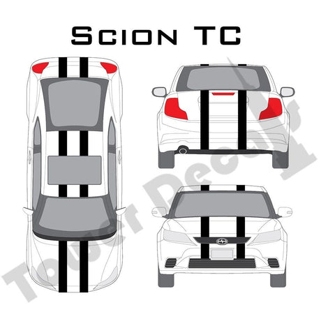 6-5" Dual Rally Racing Stripe Cast Vinyl Decal Fits Scion TC