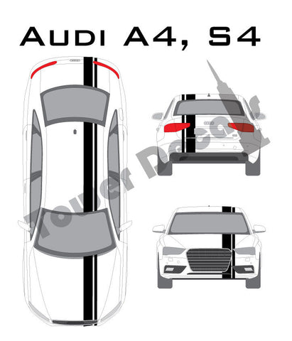 3-5" Single Rally Racing Pin Stripe Cast Vinyl Decal Fits Audi A4, S4