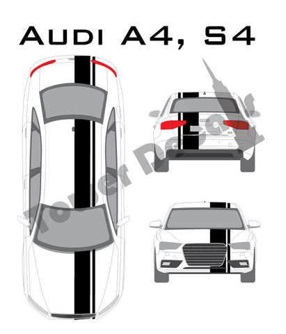 3-9" Single Rally Racing Pin Stripe Cast Vinyl Decal Fits All Audi A4, S4