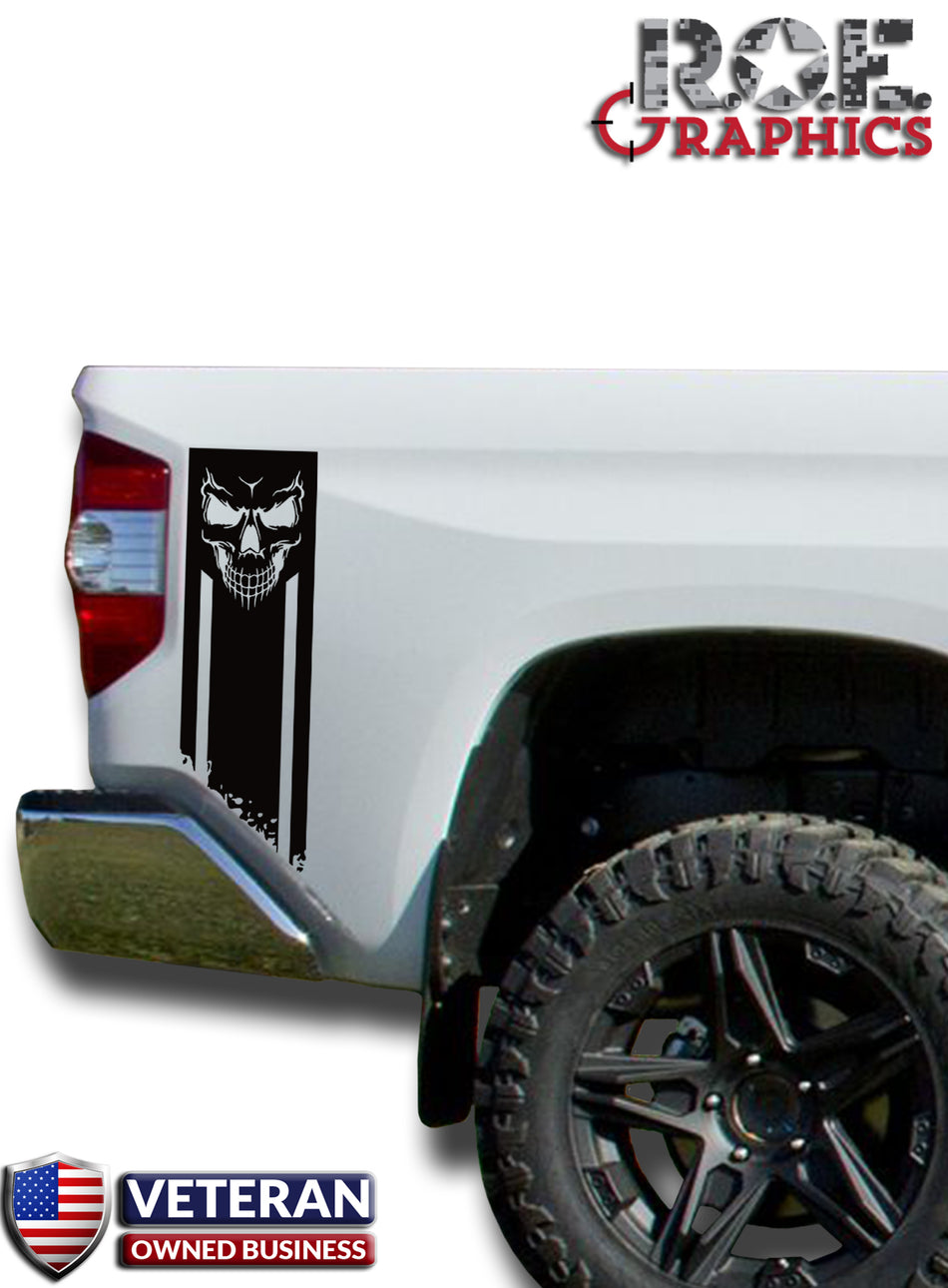 Skull Evil Face Bedside Decals stripe Vinyl Sticker fits 2014-2018 Toyota Tundra