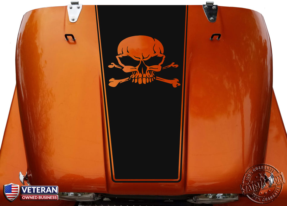 Skull & Cross Bones Hood Blackout Vinyl Decal fits Jeep CJ5 CJ7 CJ8 Scrambler