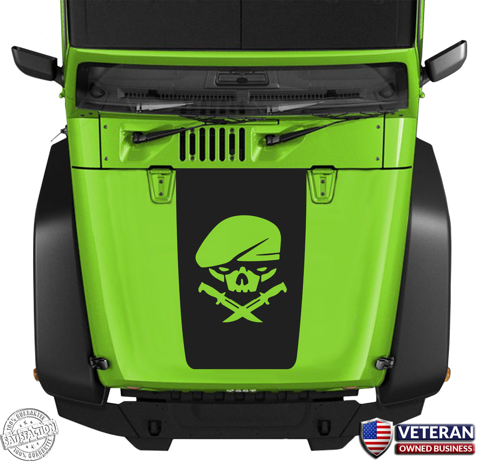 Skull Medal of Honor Hood Blackout Vinyl Decal Sticker ft Jeep Wrangler JK TJ YJ