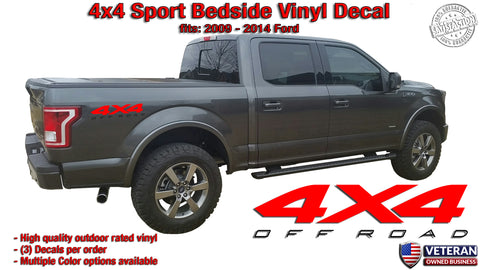 4x4 Sport Bedside 2 Color Vinyl Decals Stickers fits: Ford F150 Sport Edition