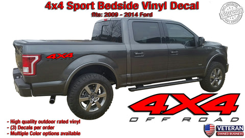 4x4 Sport Bedside 2 Color Vinyl Decals Stickers fits: Ford F150 Sport Edition