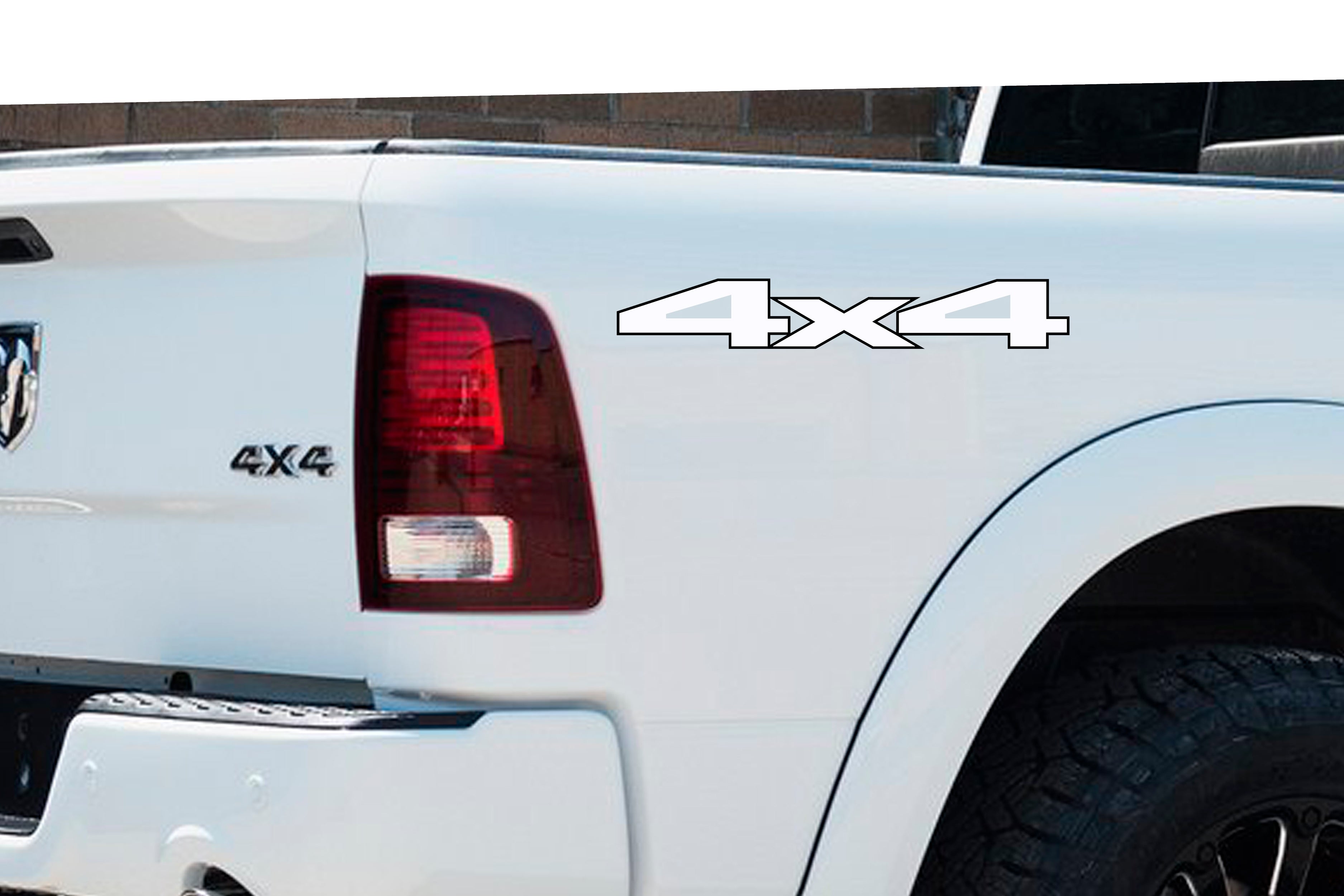Black and White 4x4 Bedside Vinyl Decals  Dodge Ram 1500 2500 3500 Power Wagon