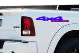 Blue and Red 4x4 Off-Road Bedside Vinyl Decals  Dodge Ram 1500 2500 3500 Power Wagon