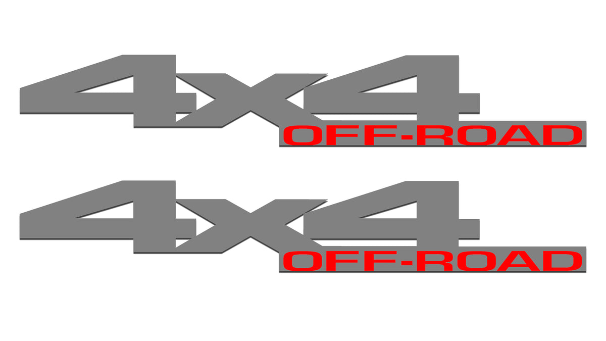 Grey & Red 4x4 Off-Road Bedside Vinyl Decals  Dodge Ram 1500 2500 3500 Power Wagon
