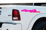 Pink and Red 4x4 Off-Road Bedside Vinyl Decals  Dodge Ram 1500 2500 3500 Power Wagon