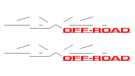 White & red 4x4 Off-Road Bedside Vinyl Decals  Dodge Ram 1500 2500 3500 Power Wagon