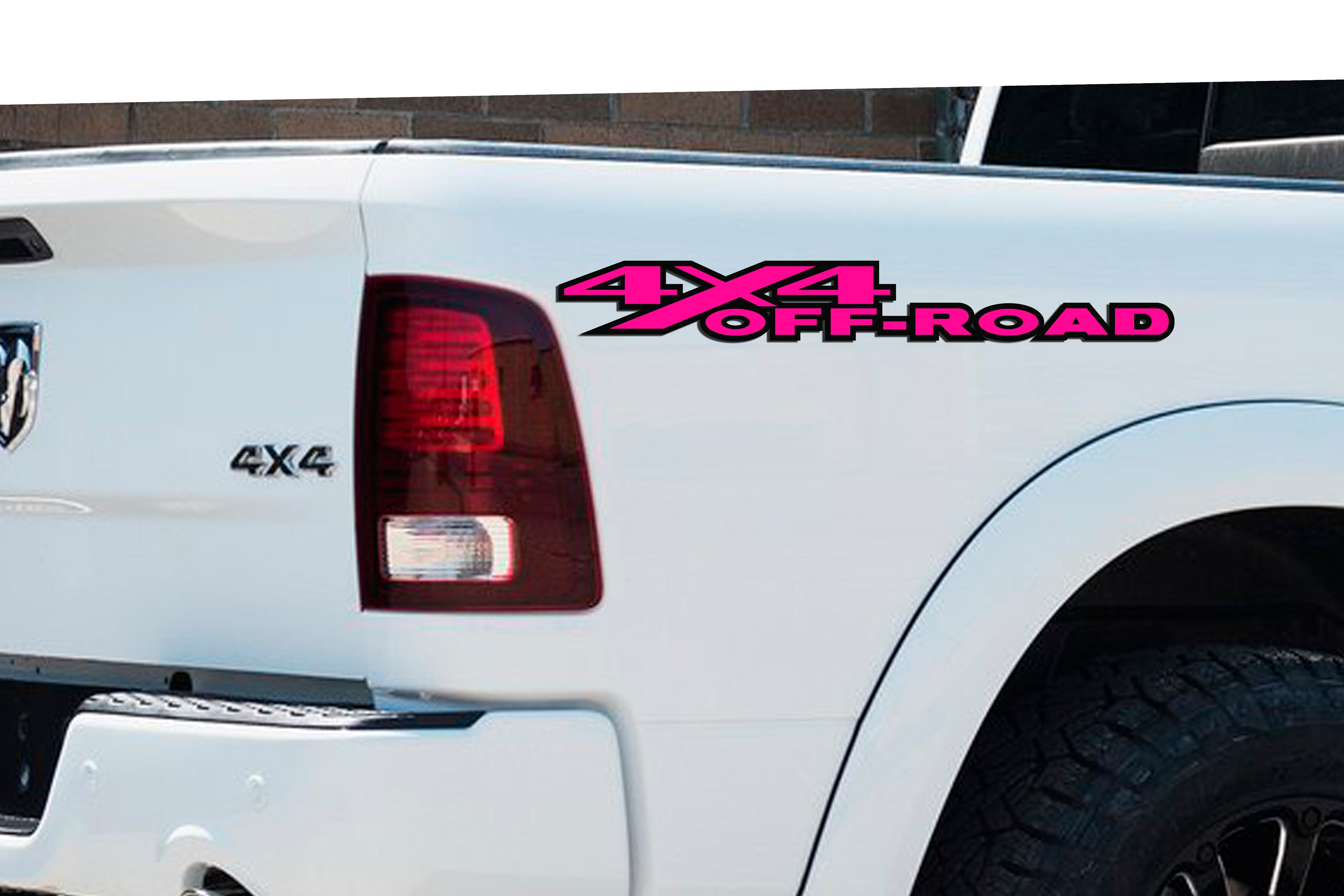 Black & Pink 4x4 Off-Road Bedside Vinyl Decals  Dodge Ram 1500 2500 3500 Power Wagon