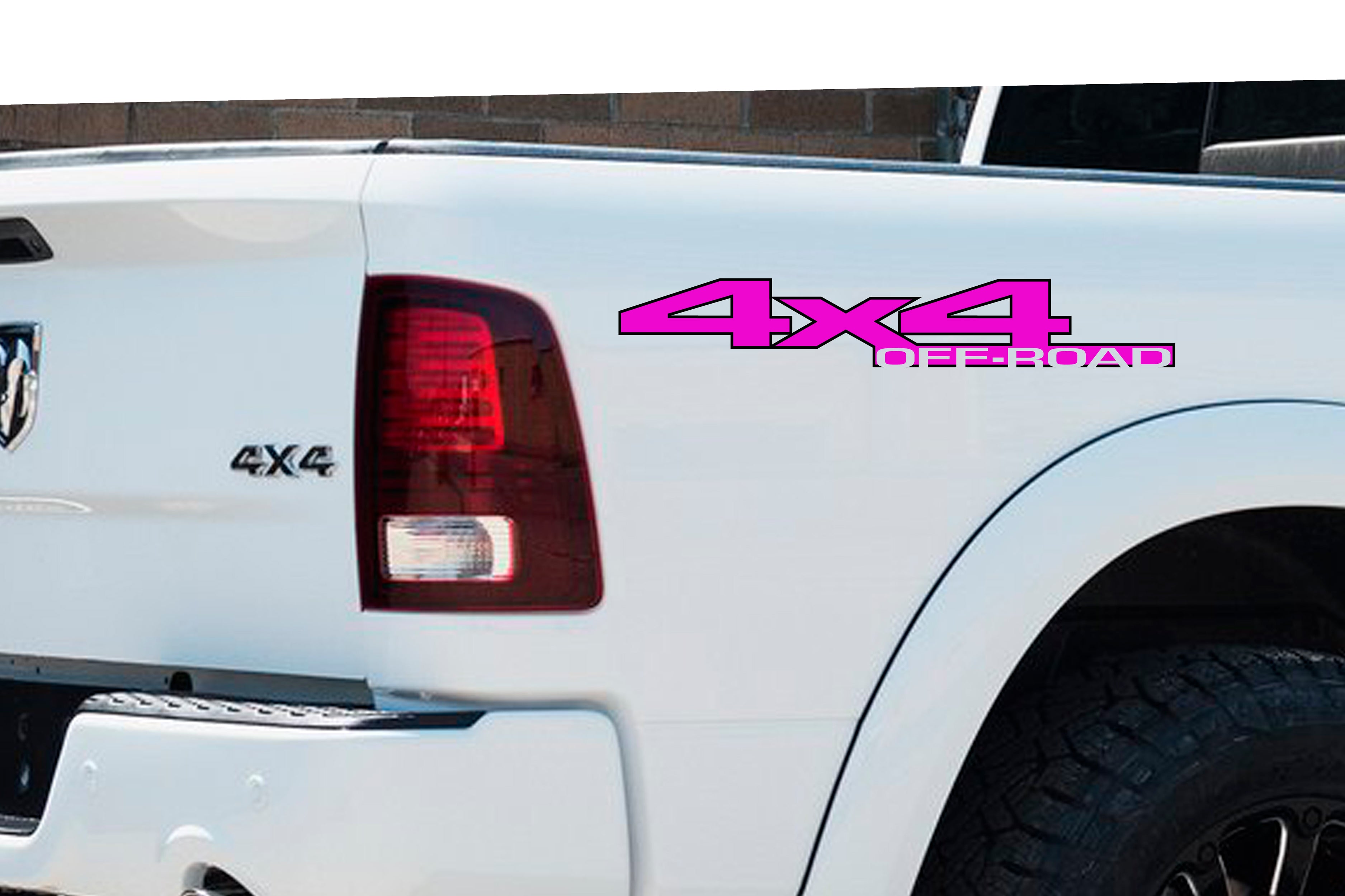 Black & Pink 4x4 Off-Road Bedside Vinyl Decals  Dodge Ram 1500 2500 3500 Power Wagon