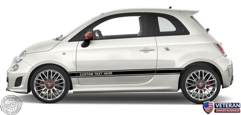 Custom Text Door Runner Rocker Panel stripes - Pair - fits Fiat 500c Abarth