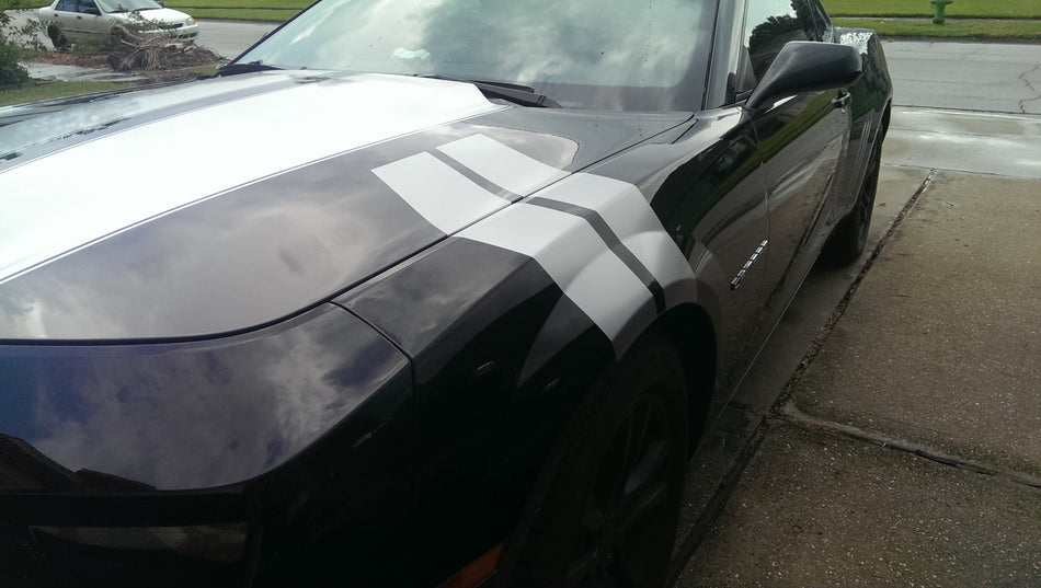 Chevy Camaro 4.25" Fender Hood Hash Stripes Both Sides RS SS LT Vinyl 2010-2014
