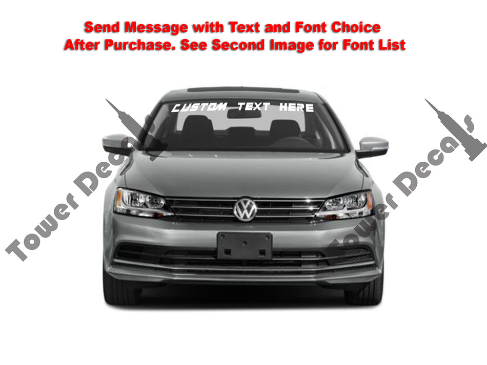 Custom Text Windshield Banner Vinyl Decal - Fits Volkswagen Jetta