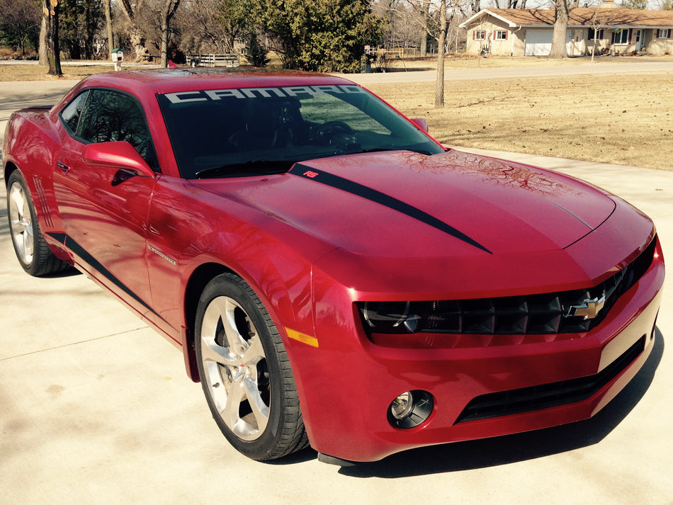 2010-2014 CHEVY CAMARO HOOD SPEARS RS SS LS LT 2SS ZL1 CUSTOM TEXT VINYL DECALS-0051